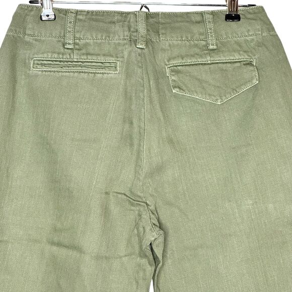 Sandrine Rose Cropped Relaxed Fit Wide Leg Buttons Pants Army Green Women S NWT - Picture 4 of 8